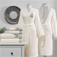 COTTON BLISS KREM-YESIL AILE SETI 1