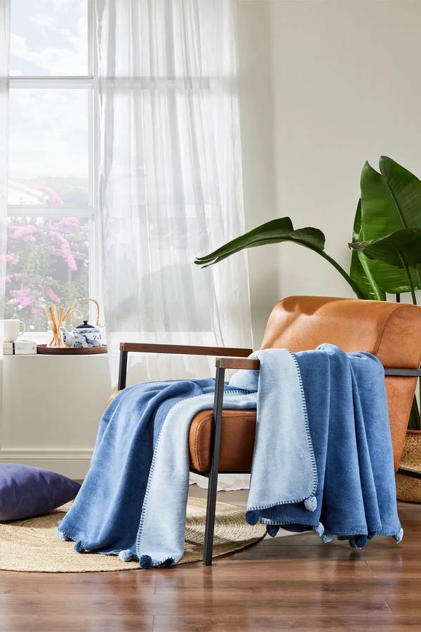 BATTANIYE PONP.PAMUK DIZ 130*170 MAVİ(Y) 1