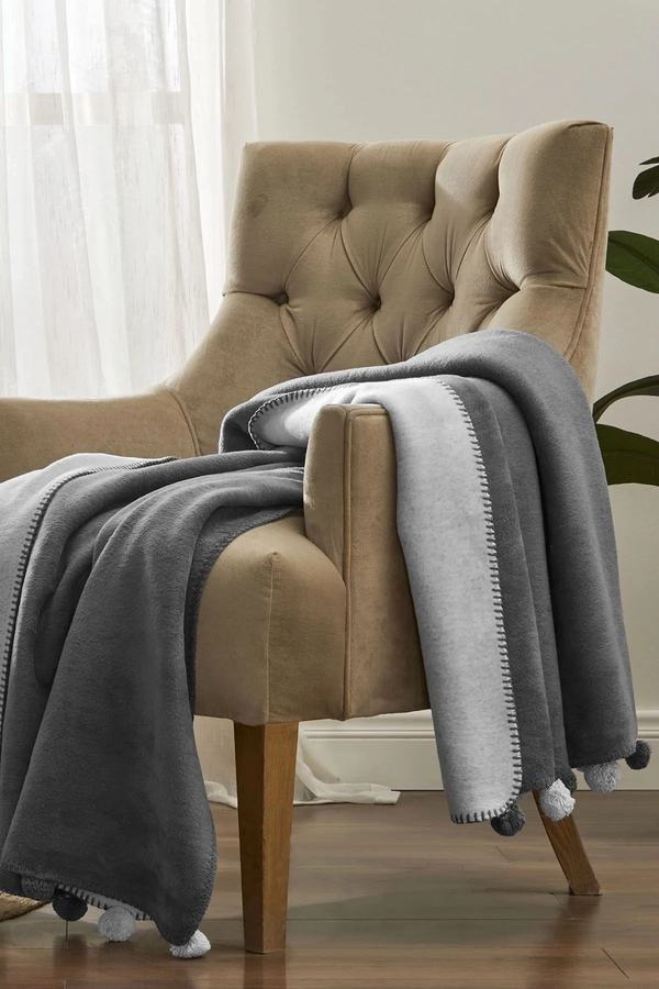 BATTANIYE PONP.PAMUK DIZ 130*170 GRI(Y) 1