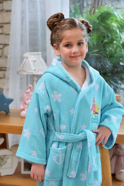 SPONGE BOB FRIENDS MINT BORNOZ SETI 3-4 1