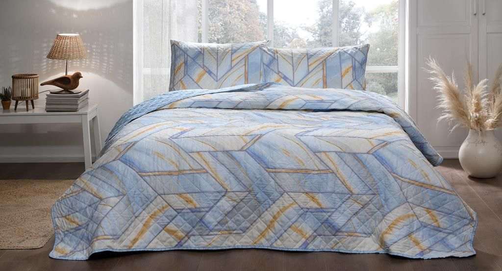 YATAK ORT.SET PC TK MAVI MARBLE 1