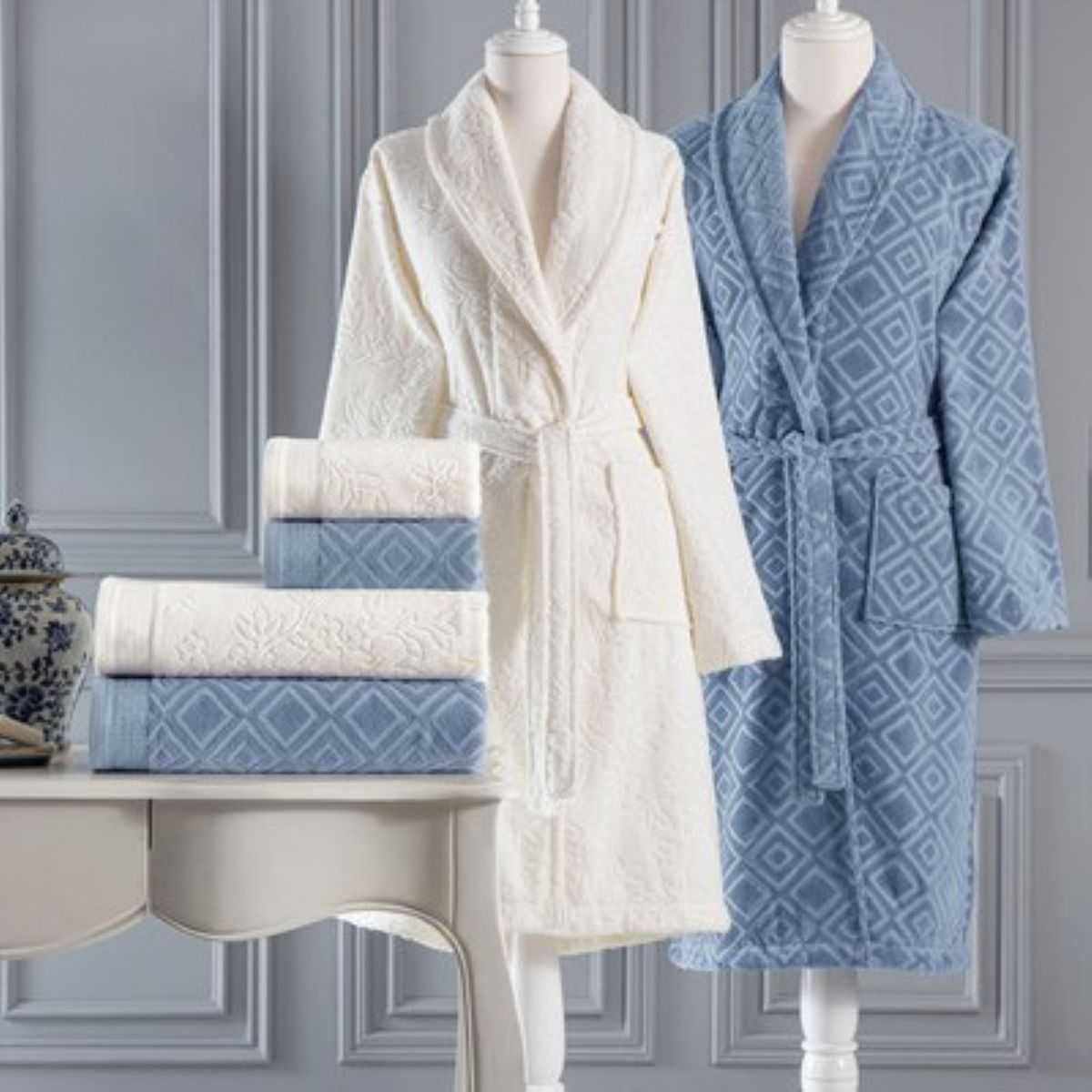 PASTORAL KREM-LACIVERT AILE SETI 1