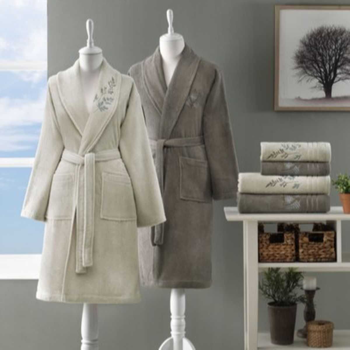 SOFT LEAF BEJ-KAHVE AILE SETI 1