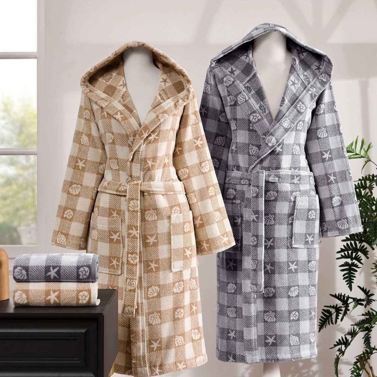 SHELL PLAID GRI-BEJ HAPPY SET 1