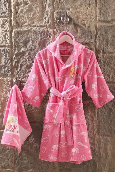 BARBIE LOVE PEMBE BORNOZ SETI 5-6 1