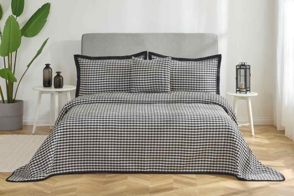 YATAK ORTUSU PLAID KREM/SIYAH CK 1