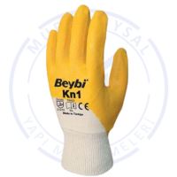 BEYBİ KN1 10 NUMARANİTRİL KAPLI PAMUKLU ELDİVEN SARI 1
