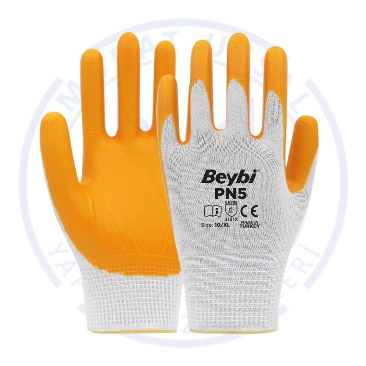 BEYBİ PN5 POLYESTER NİTRİL ELDİVEN SARI NO:10 1