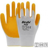BEYBİ PN5 NAYLON NİTRİL ELDİVEN SARI NO: 10 1