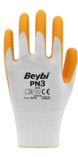 BEYBİ PN3 NAYLON NİTRİL ELDİVEN SARI NO: 10 1