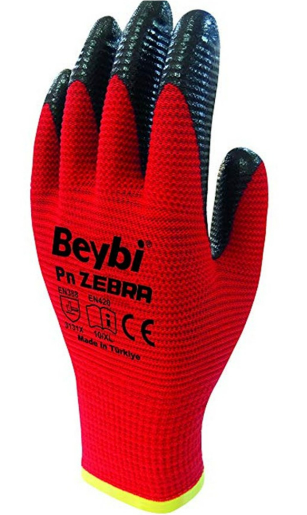BEYBİ PN5 ZEBRA ELDİVEN KIRMIZI-SİYAH NO: 10 1