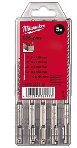 MİLWAUKEE SDS PLUS MATKAP UÇ SETİ 5 PARÇA MS2 SERİ 2 ELMAS 1