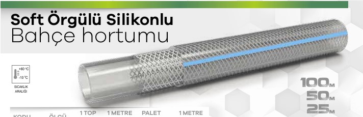 SOFT SİLİKONLU BAHÇE HORTUMU ÖRGÜLÜ 1/2 ( 25 METRE ) 1