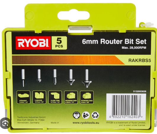 RYOBİ FREZE UÇ SETİ 5 PARÇA  RAKRBS5 1