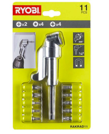 RYOBİ VİDALAMA UÇ SETİ KÖŞE ADAPTÖRLÜ 10 PARÇA RAKRAD11 1