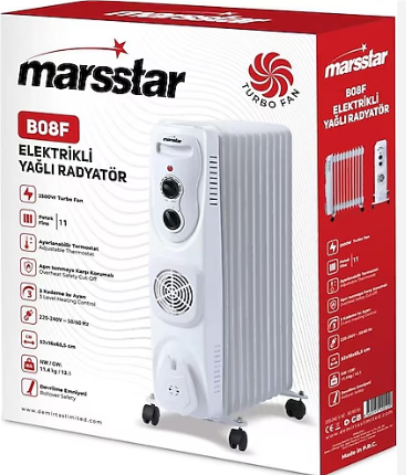 MARSSTAR B08F 11 DİLİM FANLI YAĞLI RADYATÖR 2500 W 1