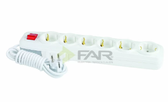 FAR 6'LI TOPRAKLI ANAHTARLI GRUP PRİZ 5 MT. 1