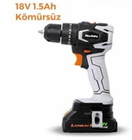 MAX EXTRA DARBELİ MATKAP AKÜLÜ KÖMÜRSÜZ 18 V 1.5 AH 1