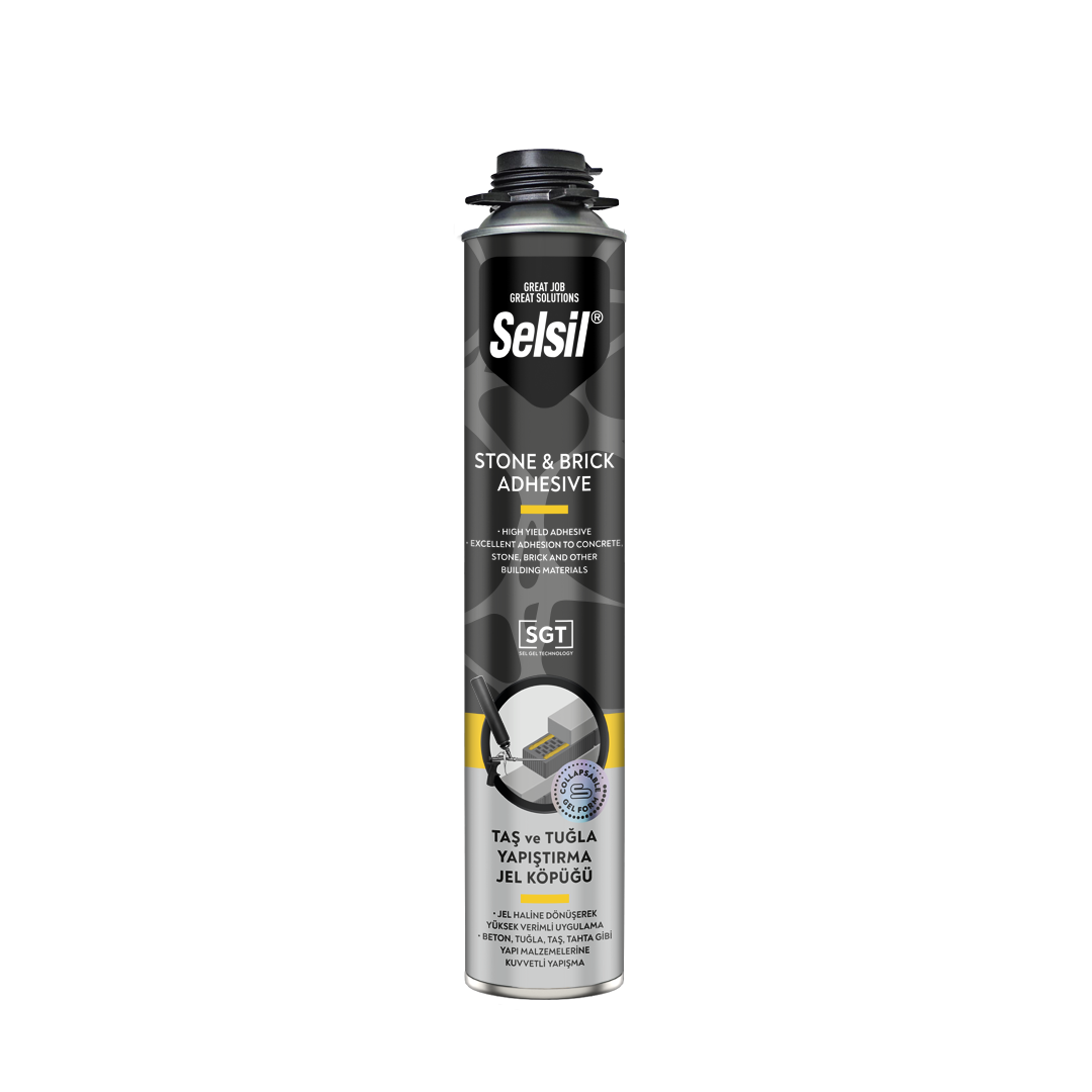 SELSİL KÖPÜK TAŞ VE TUĞLA YAPIŞTIRMA 750 ML 830 GR. TABANCALI 1