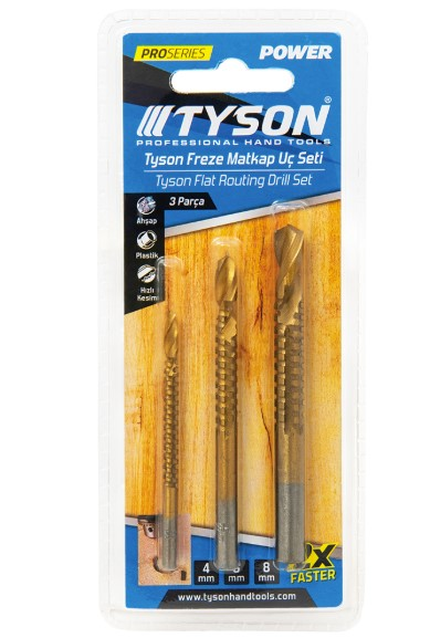 TYSON FREZE MATKAP UÇ SETİ 3'LÜ 4-6-8 MM 1