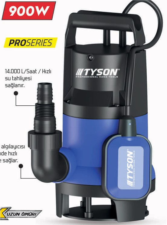 TYSON TEMİZ-KİRLİ SU DALGIÇ POMPASI 900W 1
