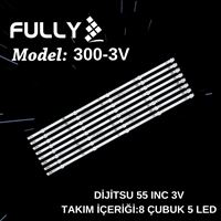 FULLY-SET-300-3V DIJITSU 55DS7700 3V 55 INC 5 LEDLİ 8  ADET (SET) TV LED BAR 1