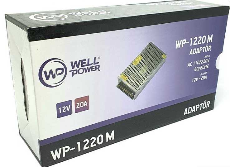 Wellpower 12V 20A Metal Kasa Adaptör Geniş Kasa 1