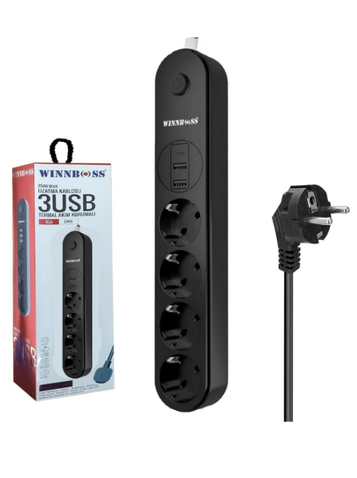 Wınboss Termal Akım Korumalı Priz (4 priz+3 usb) 1