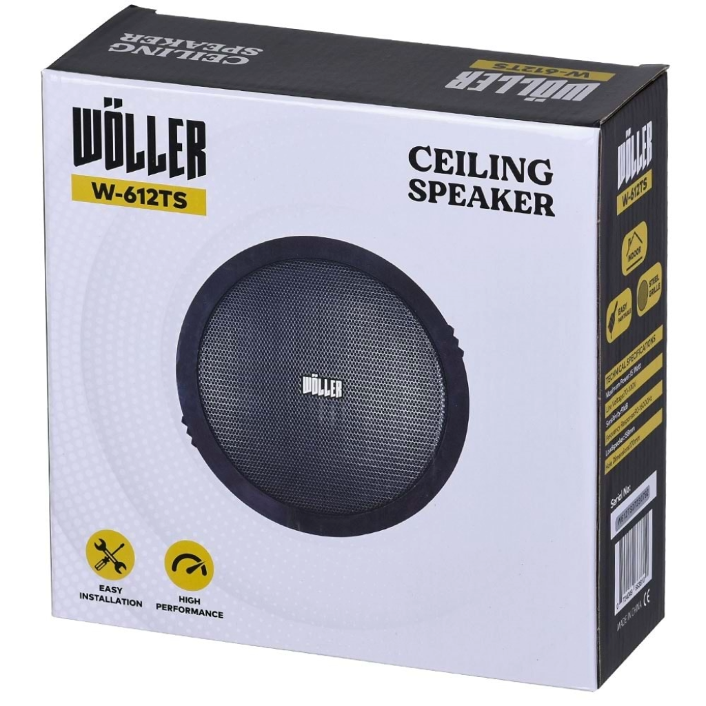 Wöller W-612 16cm Tavan Hoparlörü Trafolu Siyah 1