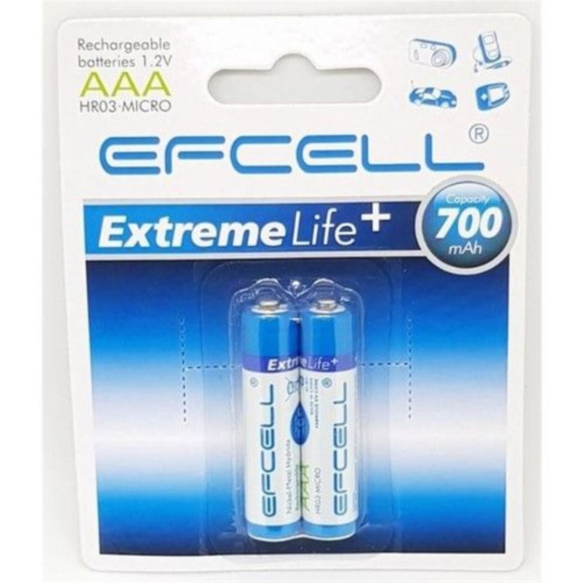 Efcell 1.2V Aaa Şarjli 700Ma 2'Li Blister Paket İnce Pil 1