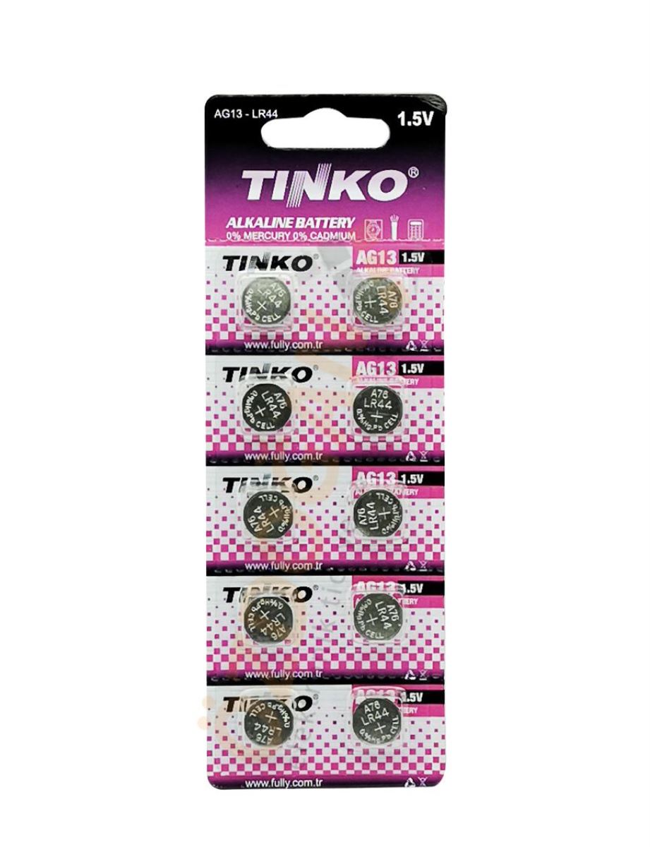 Tinko 1.5V Ag13 Lr44 10Lu Blister Paket Alkalin Pil 1