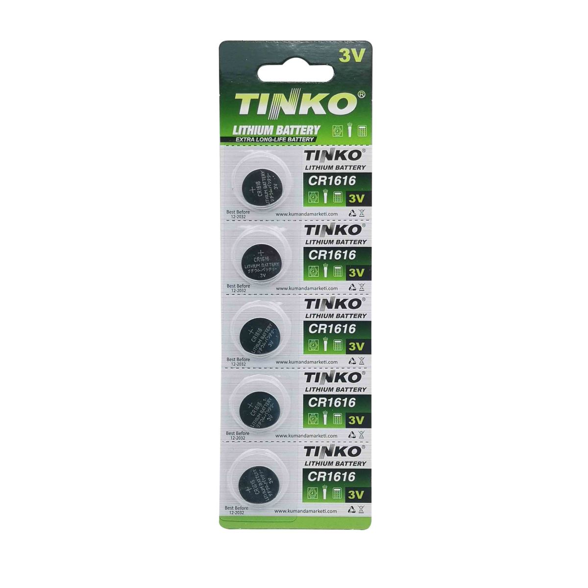 Tinko Cr1616 3V 5'Li Blister Paket Lityum Pil 1