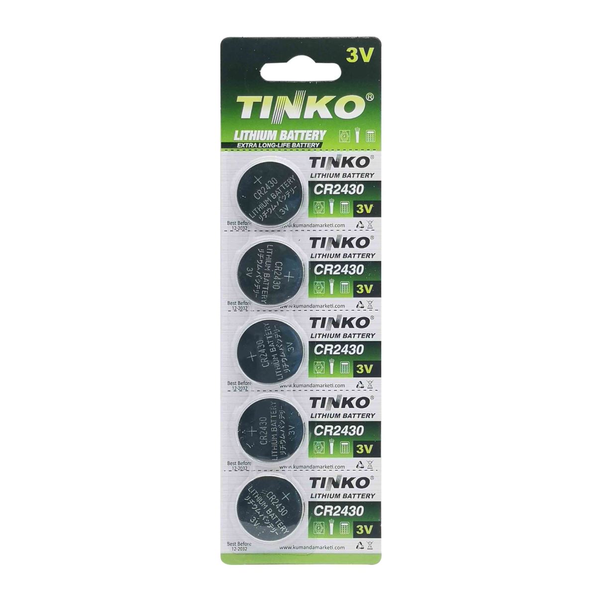 Tinko  Cr2430 3V 5'Li Blister Paket Lityum Pil 1