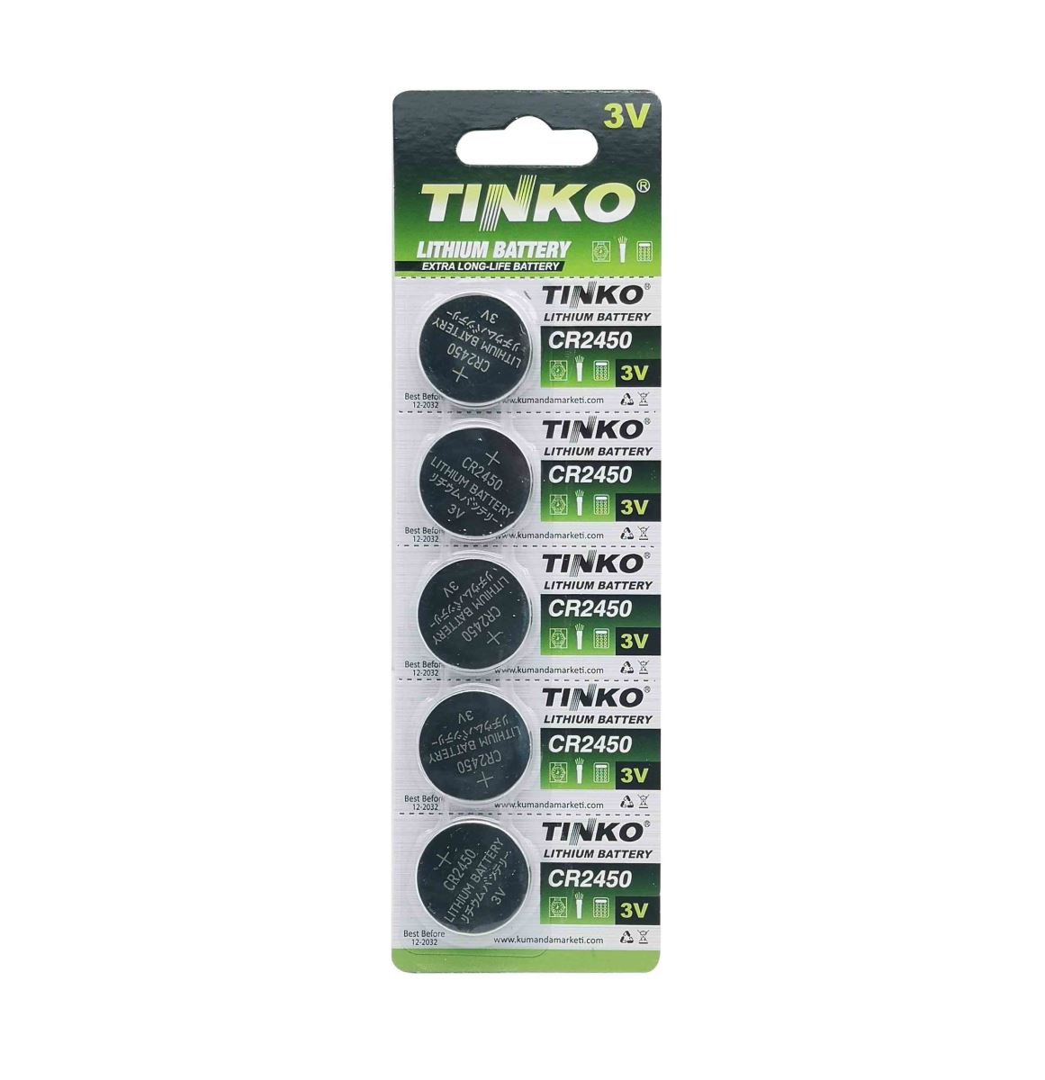 Tinko Cr2450 3V 5'Li Blister Paket Lityum Pil 1