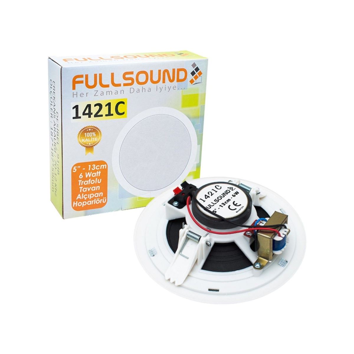 Fullsound 1421C 6W 5'''' 13cm Trafolu Tavan Hoparlör Beyaz Renk 1