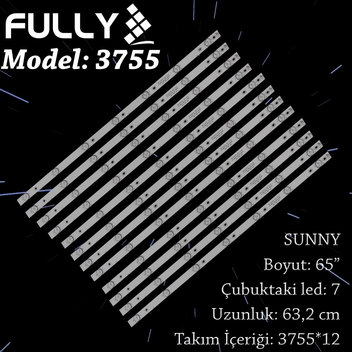 FULLY SET-3755 SUNNY,AXEN 65 INC 12  ADET (SET) TV LED BAR 1