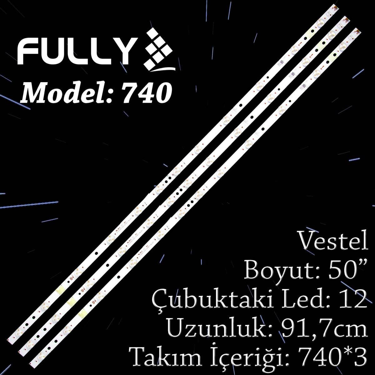 FULLY SET-740 VESTEL 50 INC 3  ADET (SET) TV LED BAR 1