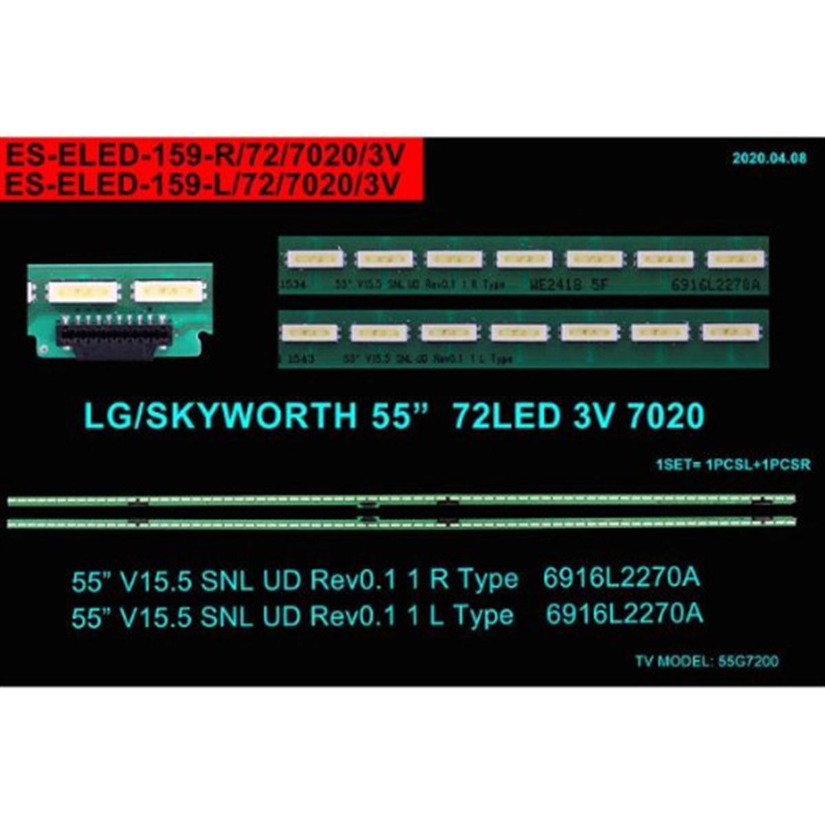 FULLY-ELED-159 55UF950V, 55PUF6250, 55G7200, 55'' V15.5 SNL UD Rev0.1 1 R Type 6916L2270A, TV LED BAR 1