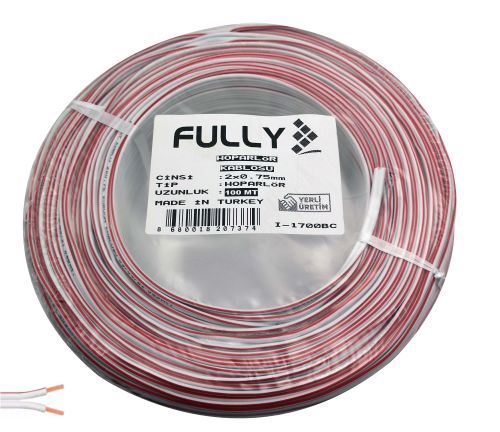Fully 2x0.75mm Hoparlör Kablosu Beyaz Renk 100mt