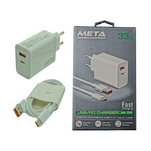 META MPM11AC 33W USB/PD & USB-A To Type-C Kablo
