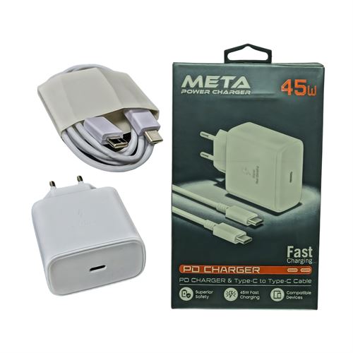 META MPS11BCC BEYAZ 45W PD& Type-C To Type-C Kablo