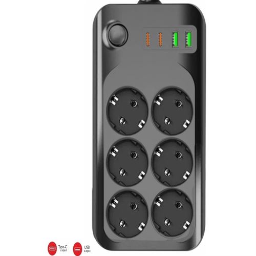 Wınboss 3421 Termal Akım Korumalı Priz (6 Priz 2usb +2Type-C