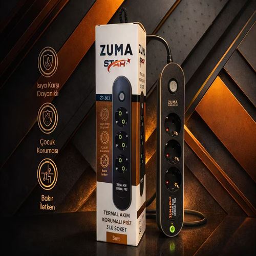 ZUMA 3'lü Akım Korumalı Priz 3MT