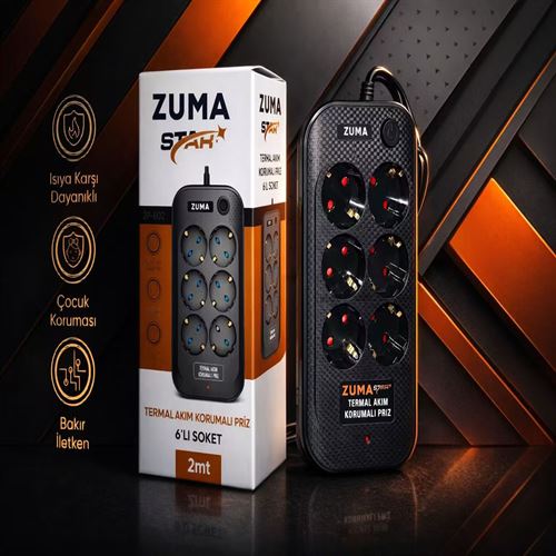 ZUMA 6'lı Akım Korumalı Priz 2MT