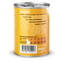 Bestpet Yetişkin Kediler İçin, Taze Tavuk Parça Etli Ve Soslu Yaş Mama 400 gr 2