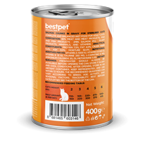 Bestpet Kısırlaştırılmış Kediler İçin, Taze Somon Parça Etli Ve Soslu Yaş Mama 400 gr 2