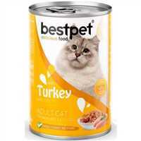 Bestpet Yetişkin Kediler İçin, Taze Hindi Parça Etli Ve Soslu Yaş Mama 400 gr 1