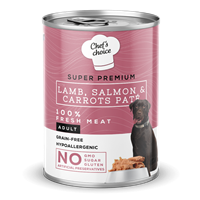 Chefs Choice Yetişkin Köpekler İçin, Tahılsız, Hipoalerjenik, Kuzu Etli, Somon Balıklı Ve Havuçlu Ezme 400 gr 1