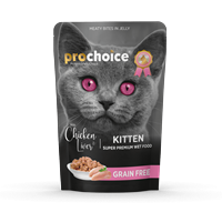 Prochoice Yavru Kediler İçin, Tahılsız, Jöle İçinde Tavuk Ve Ciğer Parça Etli Yaş Mama 85 gr 1
