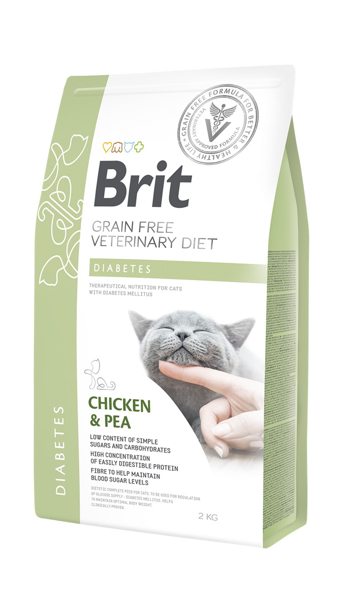 Brit Veterinary Diet Diyabet Rahatsızlığı Olan Kediler İçin, Tahılsız, Tavuk Etli Ve Bezelyeli Kuru Mama 2 kg 1